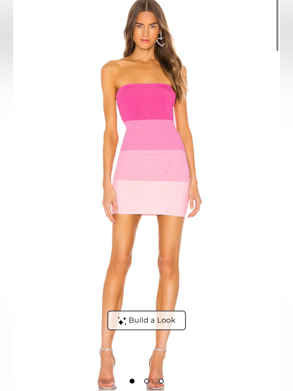 Superdown Perla Ombre Pink Ombre stripe strapless tube mini dress M